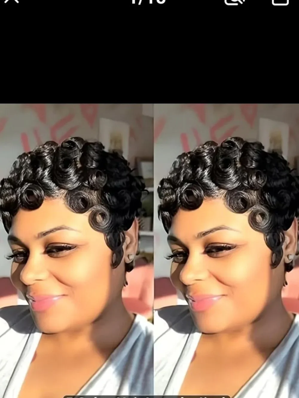 🆕️➿️Curly Pixie Wig, Black, 4